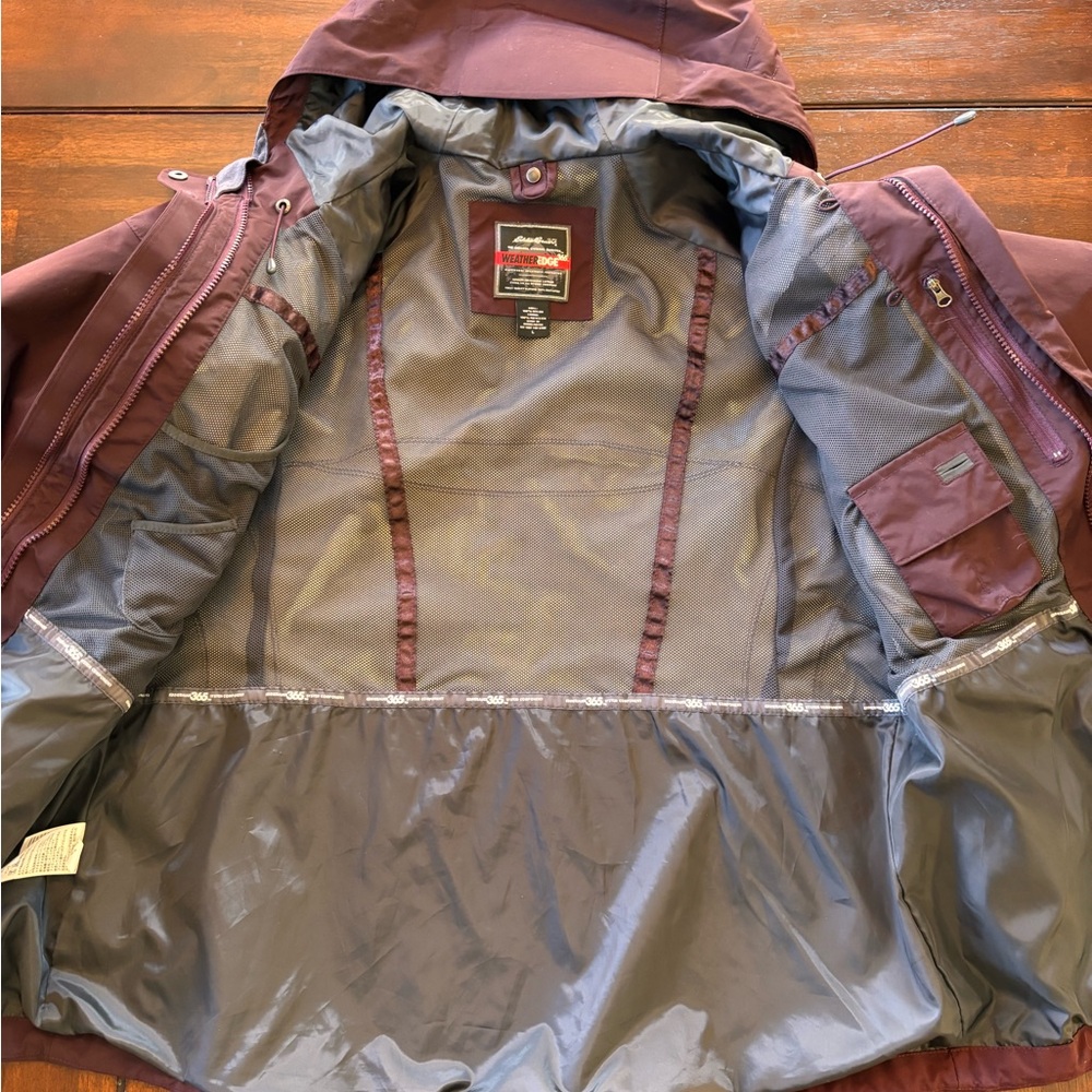 Eddie Bauer Weatheredge 365 Waterproof Plum Hooded Jacket Women’s Large - Picture 3 of 13